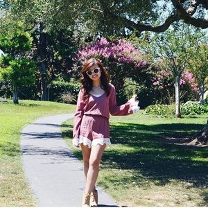 Lace Bell Sleeve Romper